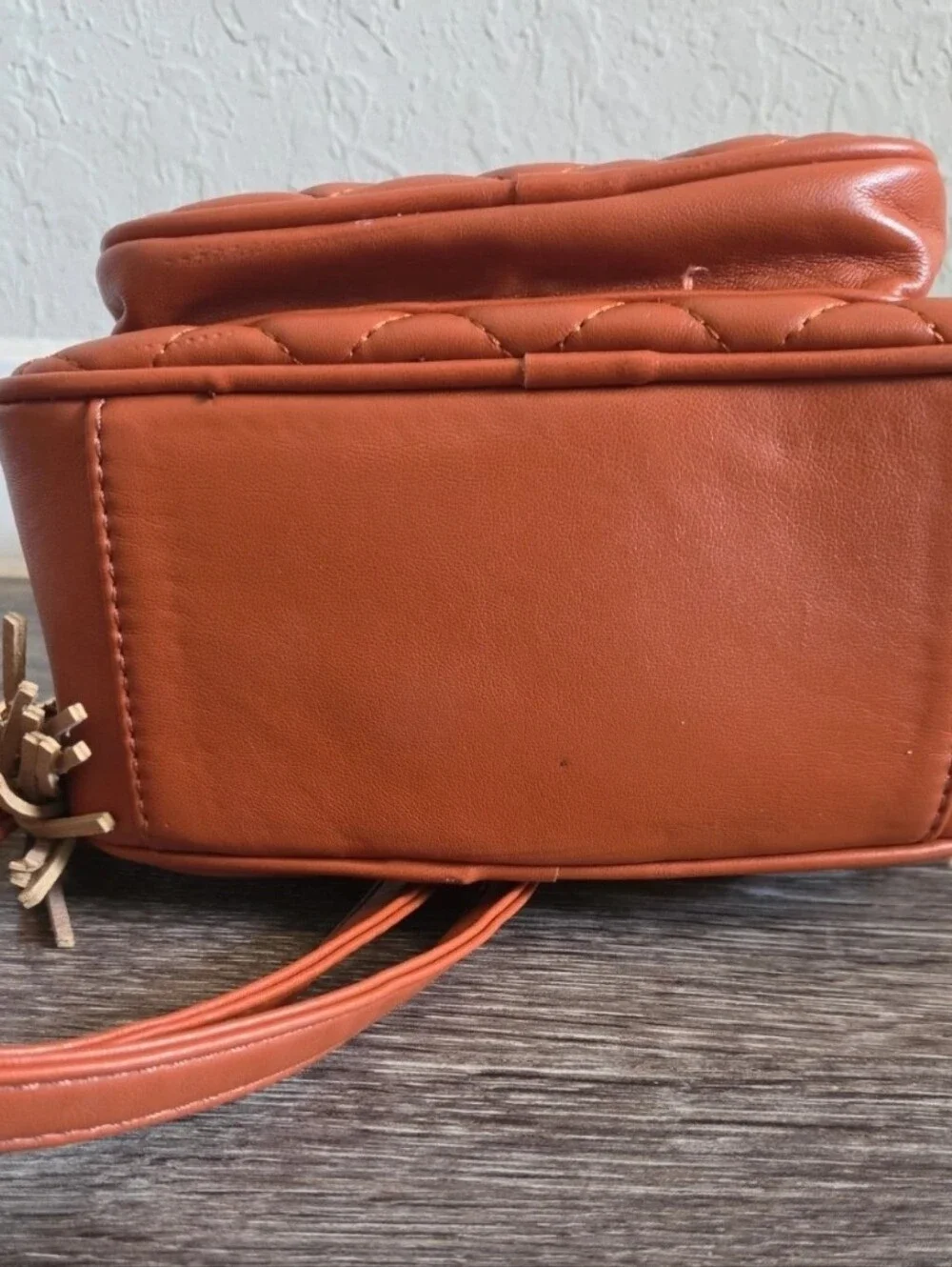 Quilted Mini Crossbody Backpack - Rust Orange